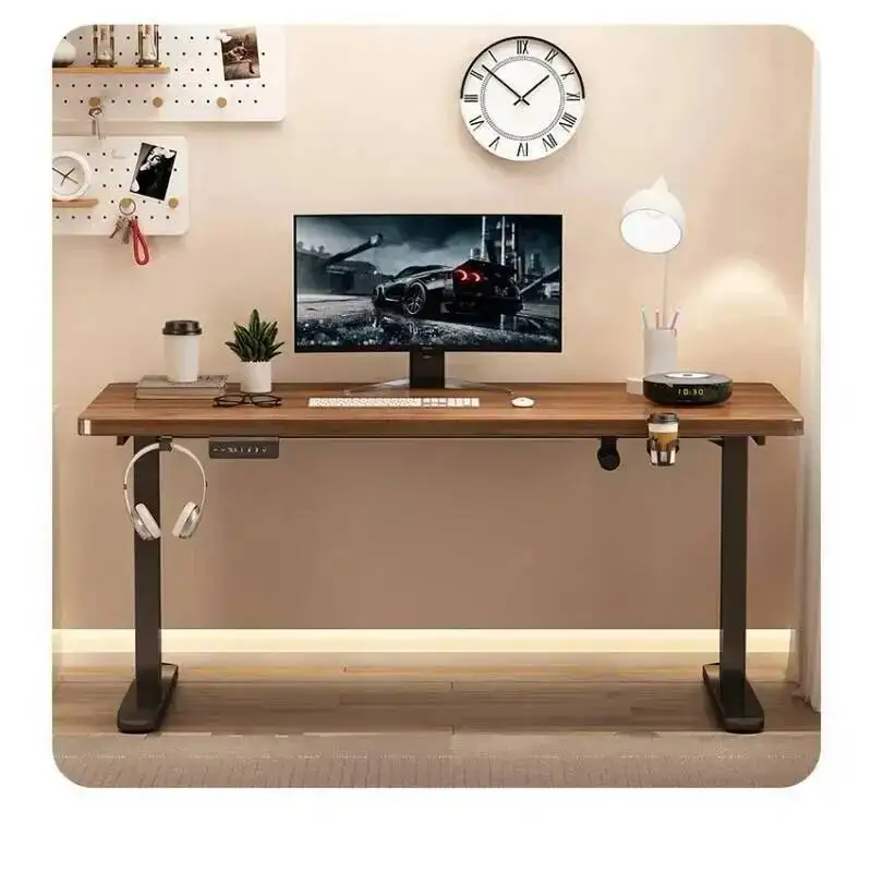 Electric Solid Wood Lifting Table, Intelligent Computer Table, Home Study Desk, Office Desk, Gaming Table, Bedroom Workbench
