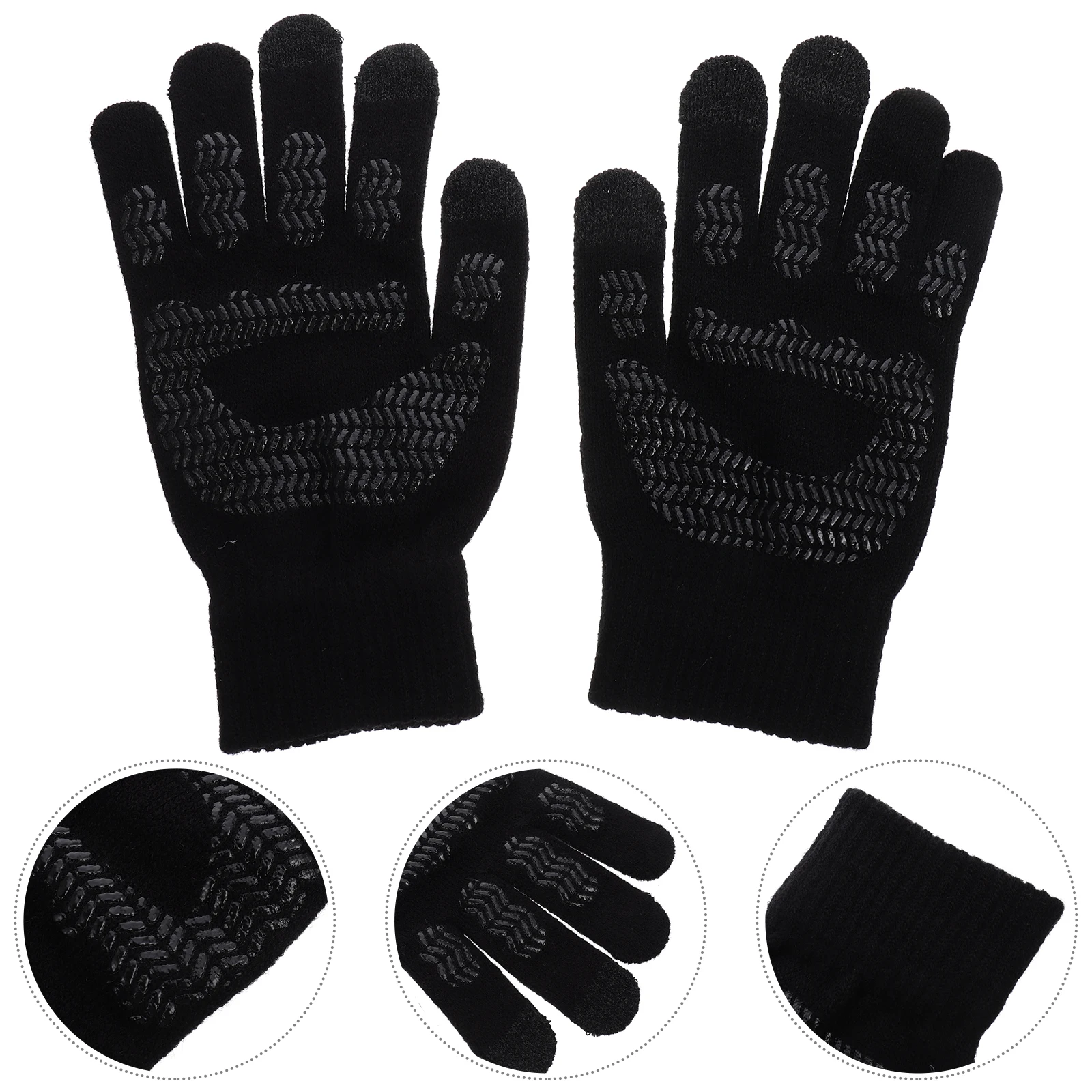 1 زوج قفازات الشاشة كامل الاصبع محبوك لشتاء الخريف القيادة المضادة للانزلاق بسط للجنسين هدية قفازات شاشة لمس