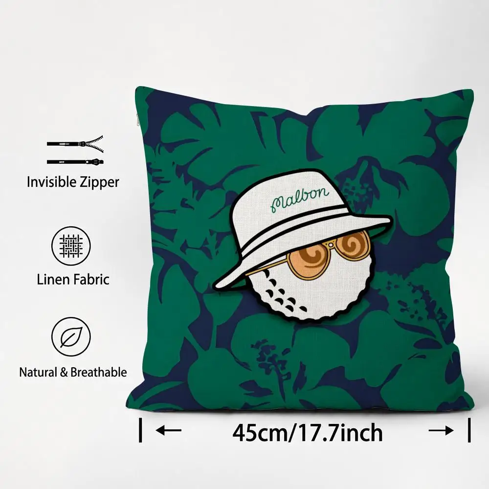Brand Malbon Golf Cushion Cover Cushion Covers Natural Linen Breathable Sofa Bedroom Decor Pillowcase