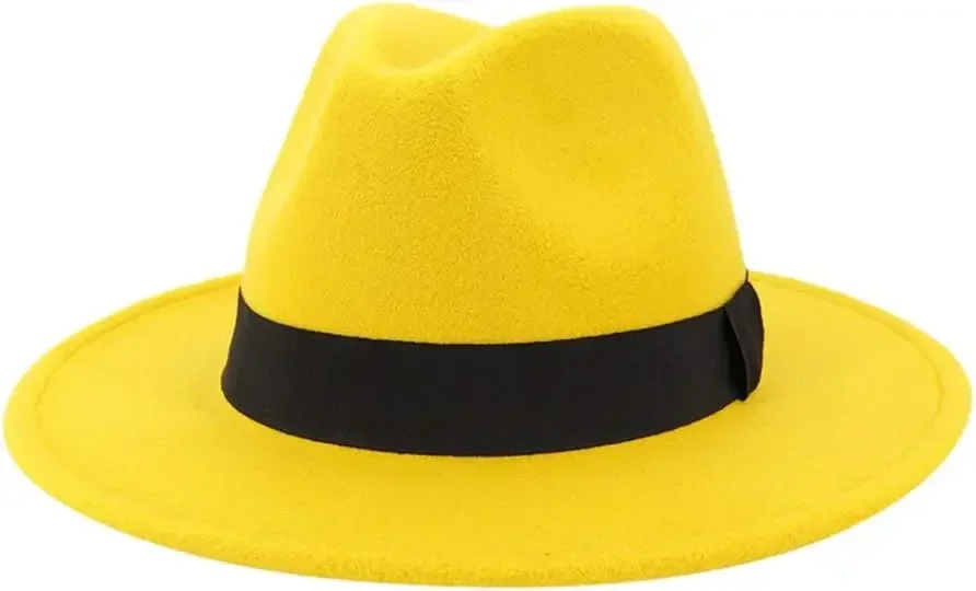 

Men Women Vintage Wide Hat with Belt Buckle Adjustable Hats Fedora Hat Wide Brim Hats