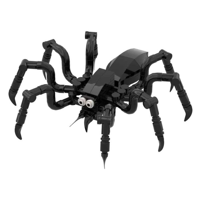 MOC creativo animale ragno kit di blocchi di montaggio modello di ragno nero spaventoso giocattolo di Halloween (pacchetto di parti manuale elettronico)