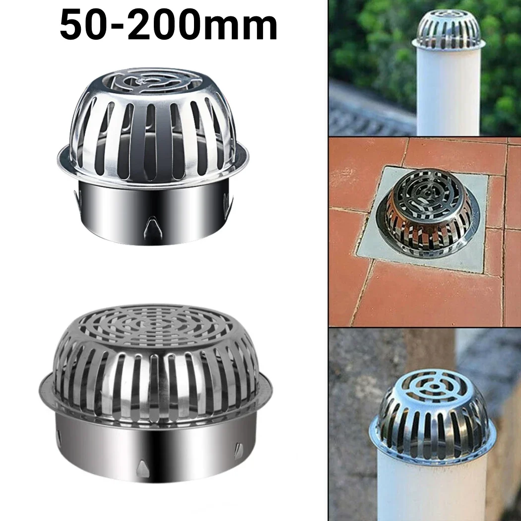 Drain de sol rond en acier inoxydable pour toit de balcon, couvercle d\'écran filtrant anti-blocage, grand déplacement, drain de sol extérieur