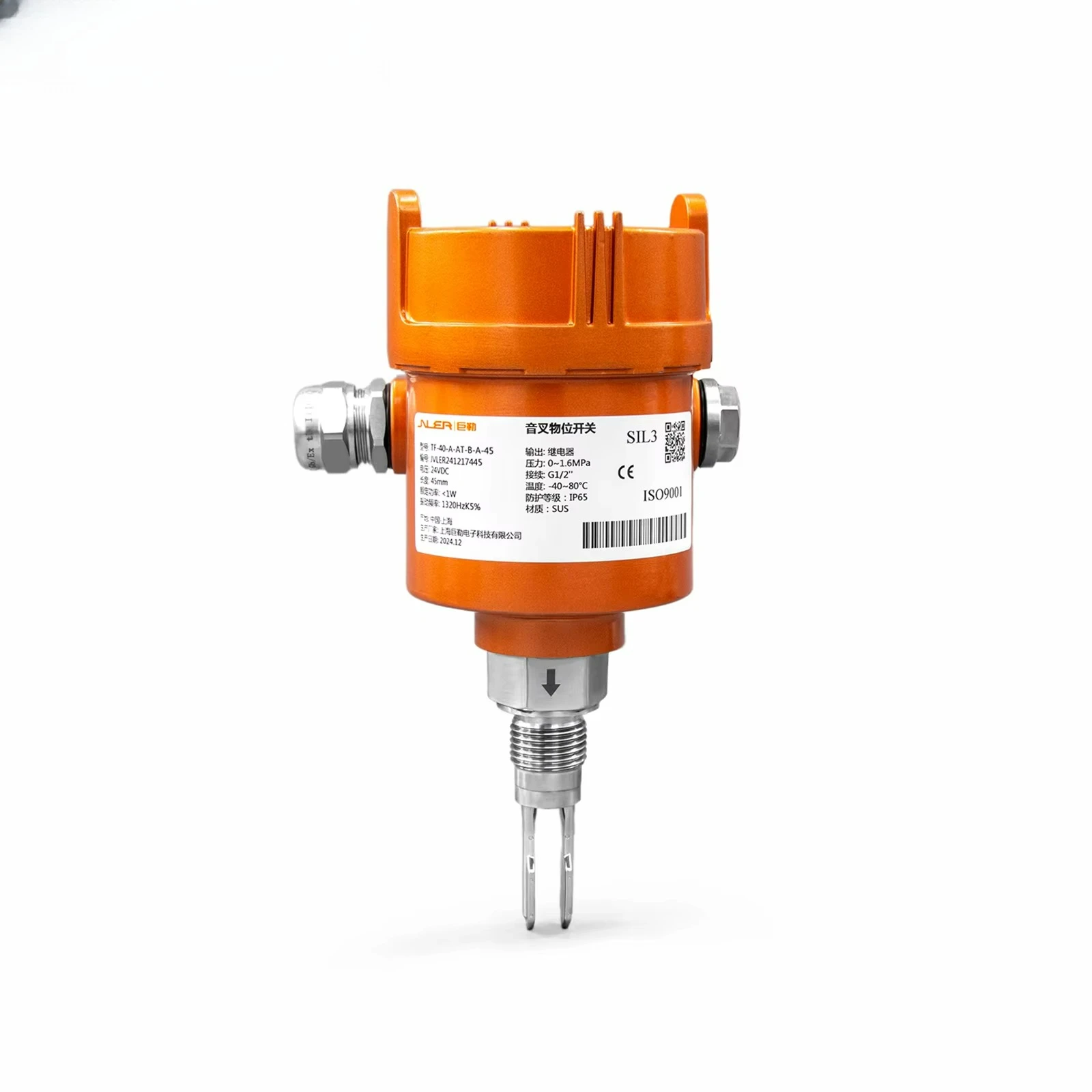 TF-40 metal level switch, precision 0.1% G1/2 connection, compact vibration fork CE ISO9001 certified ODM OEM