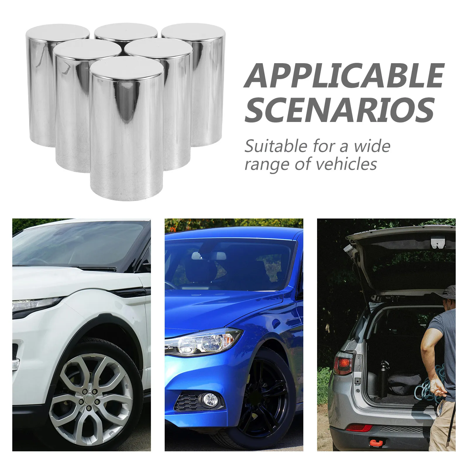 6Pcs Semi Truck Lug Nut Covers Silver Chrome Wheel Hub Nut Caps Plastic Trailer Screw-on Rust Resistant Automotive Supply