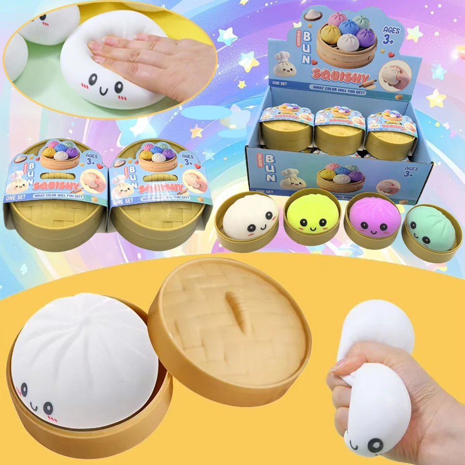 

Красочные сенсорные игрушки-антистресс в виде пельменей и булочек с пароваркой, имитация еды, сжимаемые шарики-сквиши, подарки