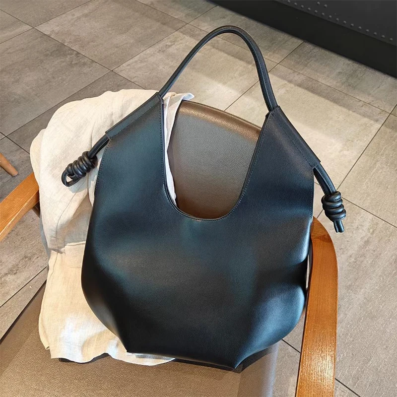 2023 Trendy Women's Genuine Leather Large Bags Designer Brand Ladies Luxury Cowhide Retro Shopping Bag Large Capacity Tote Purse