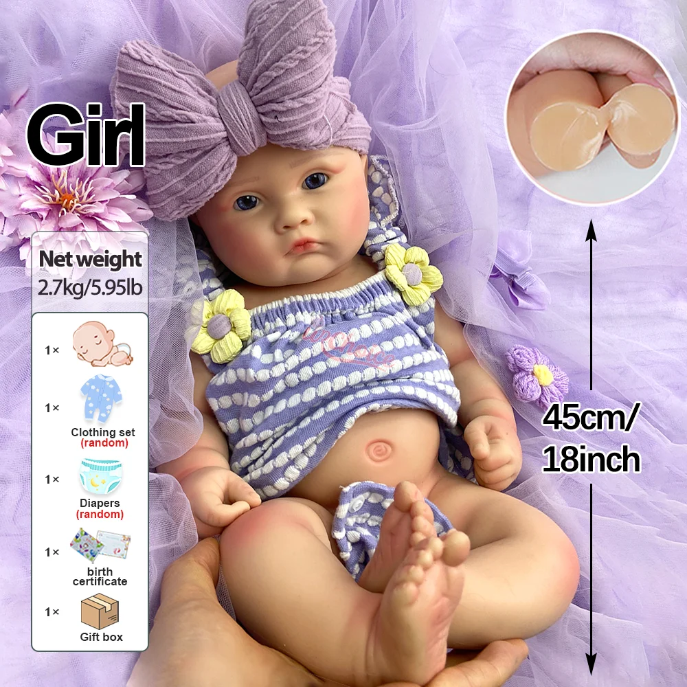 Open Mouth 18" Realistic Silicone Reborn Girl Doll Handmade Painted Skin Newborn Doll Muñeca Art Collectors & Doll Enthusiast