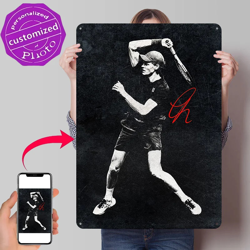 Tennis Legends in Motion | Iconic Grand Slam Poster Retro 3D Printed Metal Signs Customized Wall Hanging Gift for Room Decor