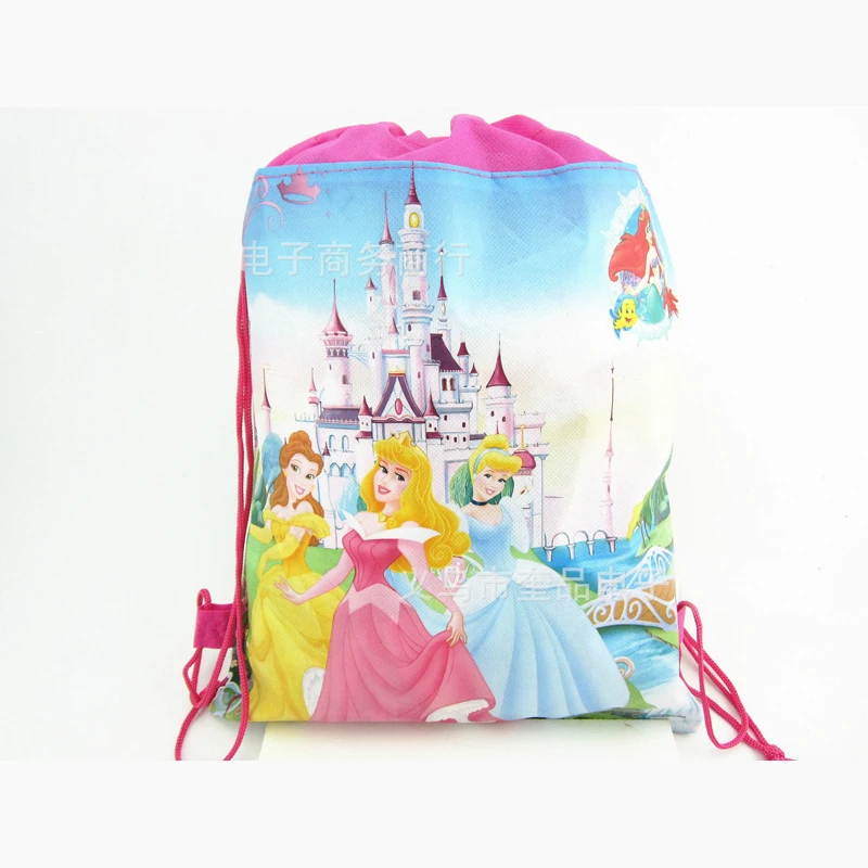 Disney Princess Anime Drawstring Bag Backpacks Cartoon Princess Children Party Gift Bag Kids Travel Backpack Shopping Bag