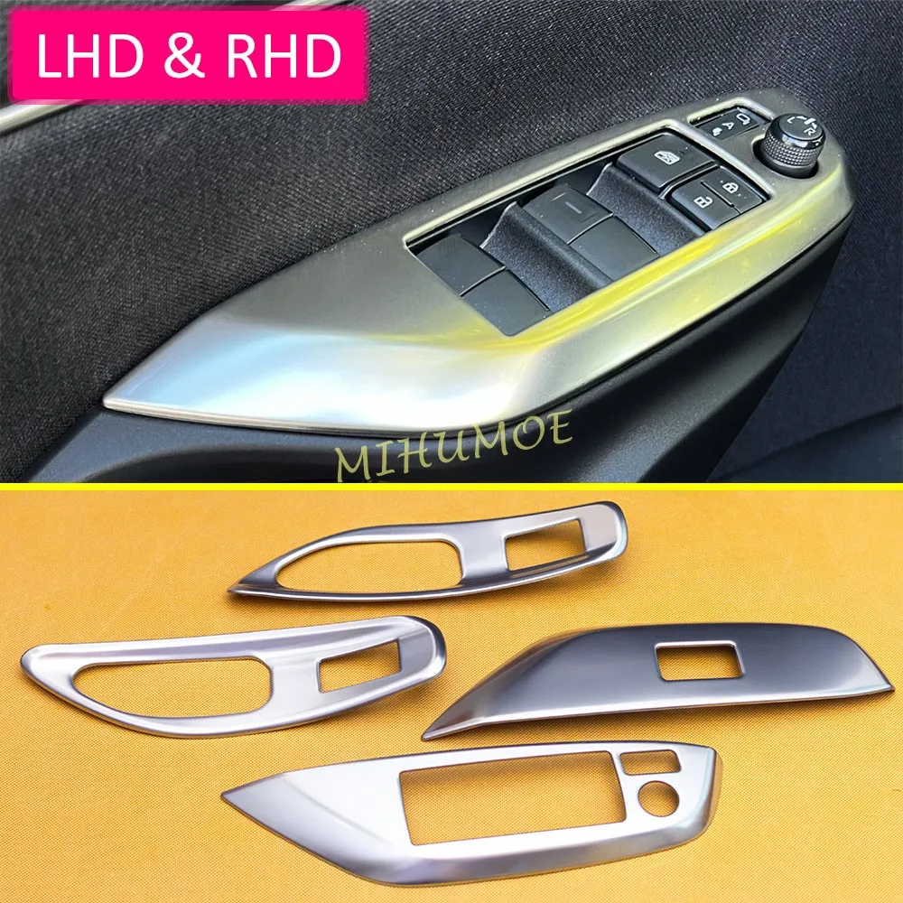 Do Toyota Yaris / Yaris Cross 2020 2021 2022 2023 2024 2025 Wewnętrzny panel przełącznika szyby drzwi Pokrywa wykończenia Stal nierdzewna