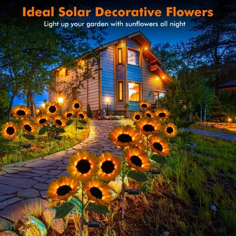 LED Solar Sunflowers Flower Light Home Decorative Flower Lights Garden Decoration Lawn Lamp Waterproof Landscape Light