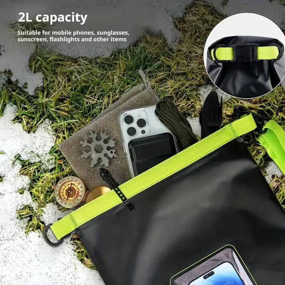 Waterproof Bag 2l Waterproof Dry Bag Backpack Touch Screen Phone Pouch for Outdoor Water Sports Roll Top Sack for Kayaking