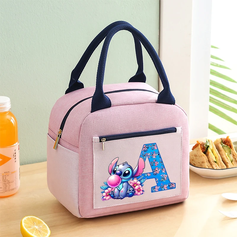 Stitch Disney Kids Lunch Pack Girls Cartoon Letter Insulated Bags Lunch Boxes Thickened Watertight Handbag Anime Birthday Gifts