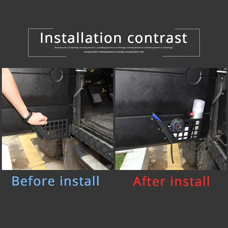 For 2004-2019 Land Rover Defender 90 110 130 Aluminum Alloy Black Door Storage Basket Car Accessories 6