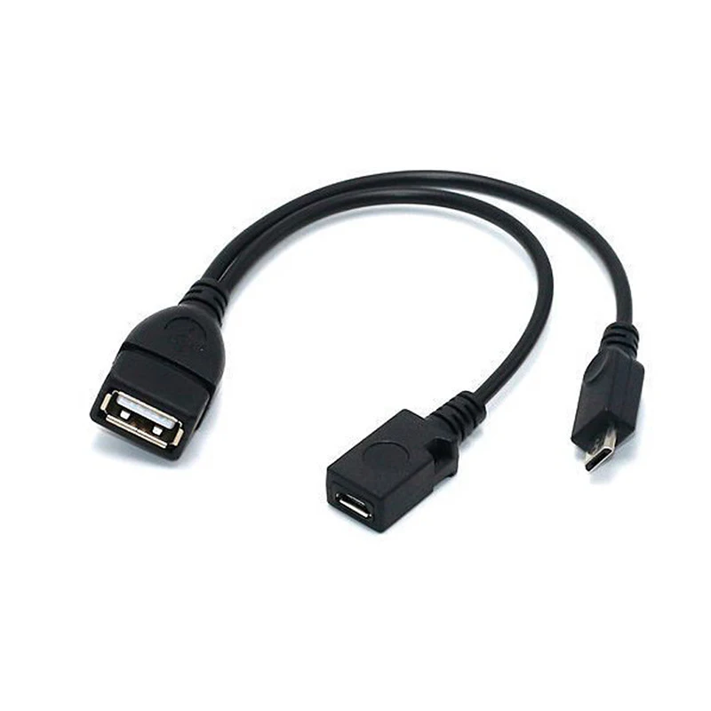 1PCS 2 in 1 Micro USB OTG Y Splitter Cable USB 2.0 Micro USB Host Power Adapter Cord For Fire TV 3 2nd Gen Fire Stick