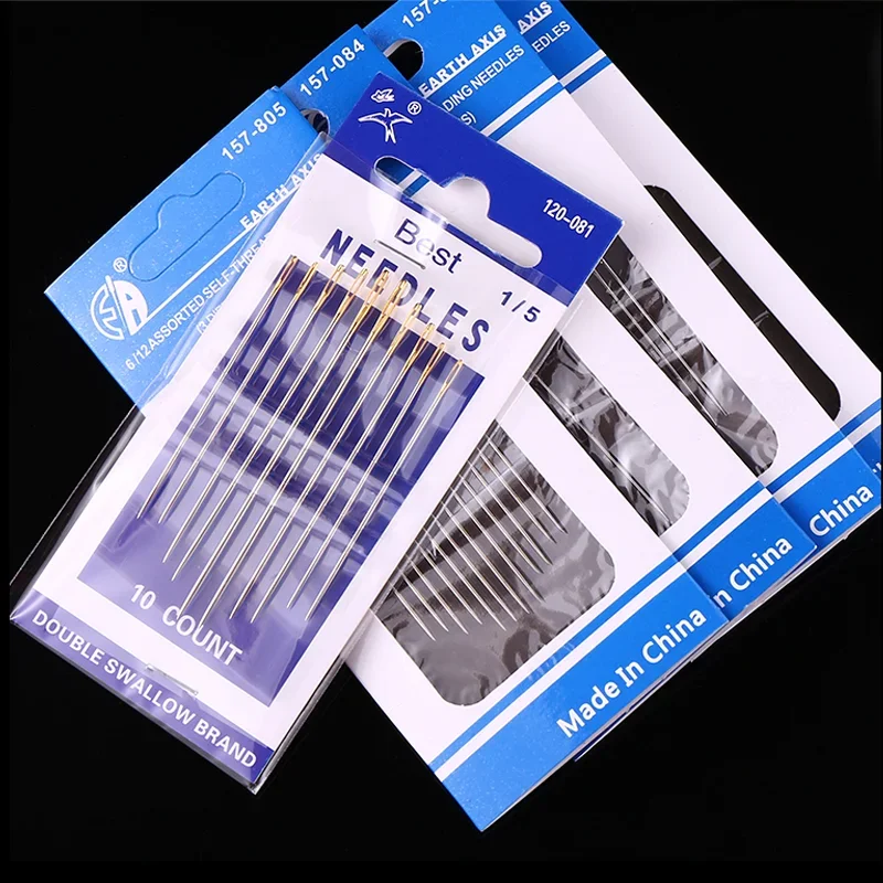 36/12Pcs Blind Sewing Needles Elderly Big Hole Stainless Steel Self Threading Needles Hand Sewing Embroidery Needle Accessories