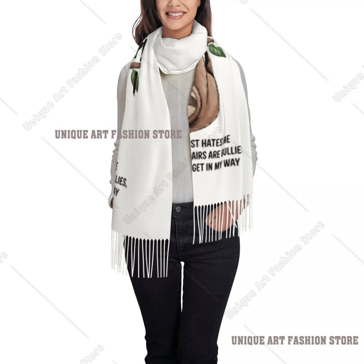 Impression personnalisée drôle paresseux je ne suis pas maladroit écharpe femmes hommes hiver automne chaud écharpes châles enveloppes