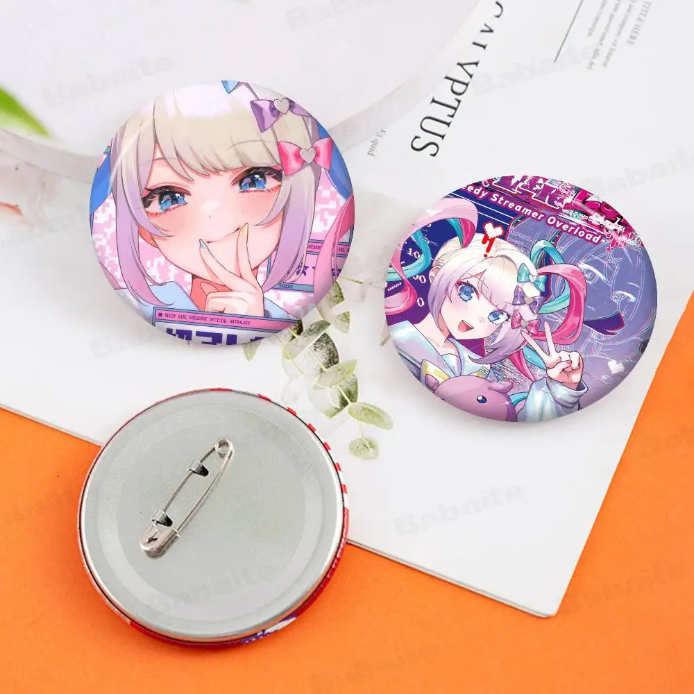 Iodl Game N-Needy Streamer O-Overload Anime Button Pin Handmade Brooch for Clothes Cartoon Badge Backpack Decoration