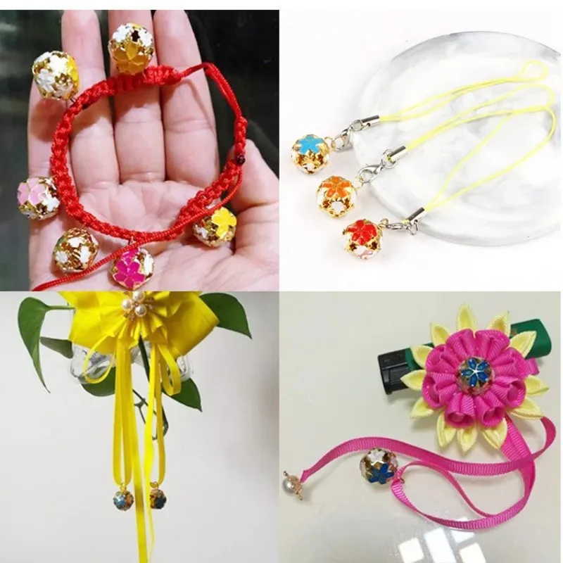 10/20 قطعة أجراس خمر سحر زهر الكرز أجراس الحديد Janpanese أجراس جوفاء قلادة DIY بها بنفسك الحرفية المفاتيح معلقة #6