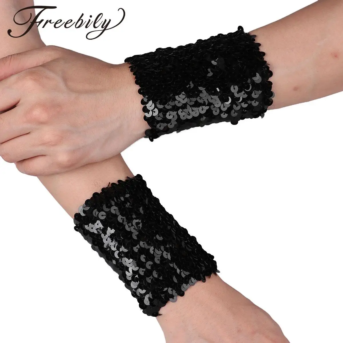 Women Bracelets Sparkling Sequin Stretchy Oversleeves Dance Party Performance and cosplay Arm Sleeves Costume Female Wrist Cuffs