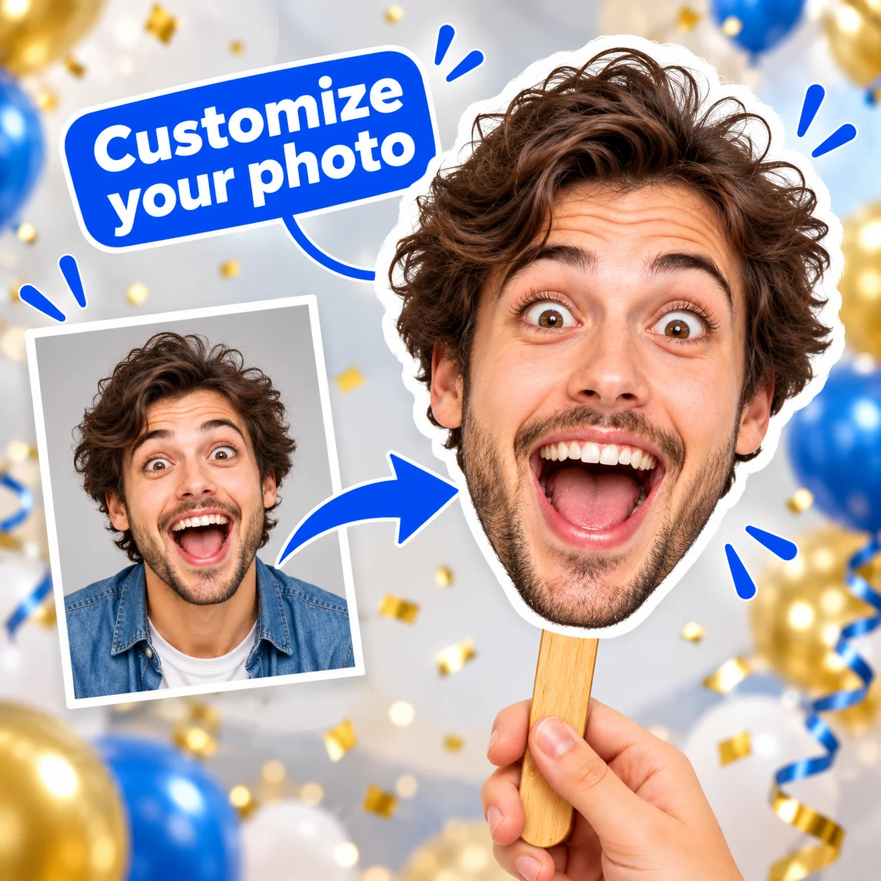 Custom Big Head Cutout Coroplast Personalized Face Photo Stick Funny Fat Head Sign HD Print Photo Booth Prop Gift for Party