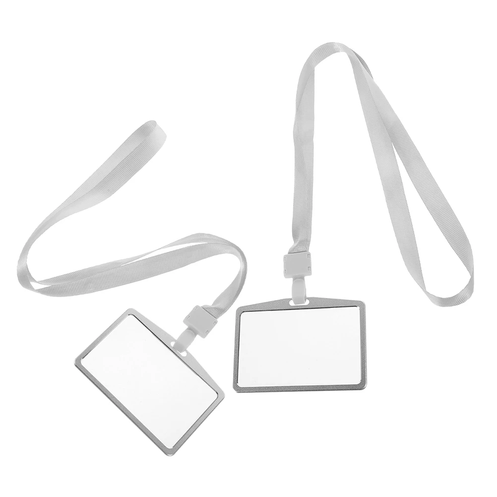 

2Set Aluminium Alloy Card Holder Secure Badge Vertical Holder for Office School Staff Employee Id Protection Case