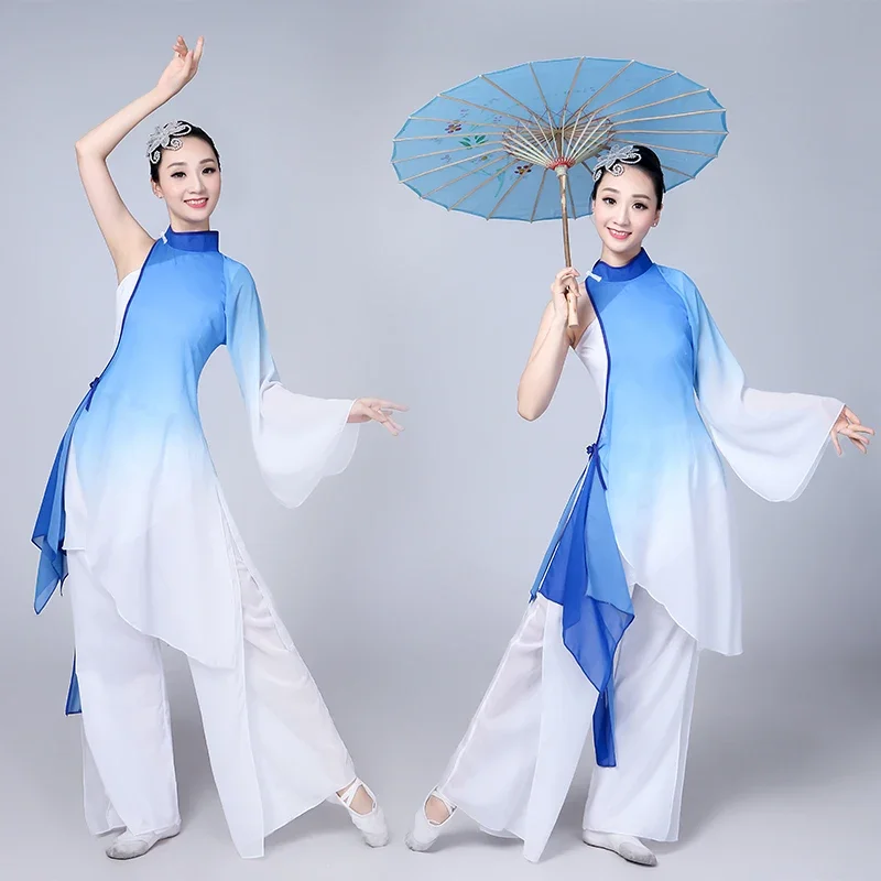 2024 neue klassische Tanz kostüm Fan Volkstanz Kleidung Yangko Kleidung Erwachsene elegante chinesische Übungs kleidung