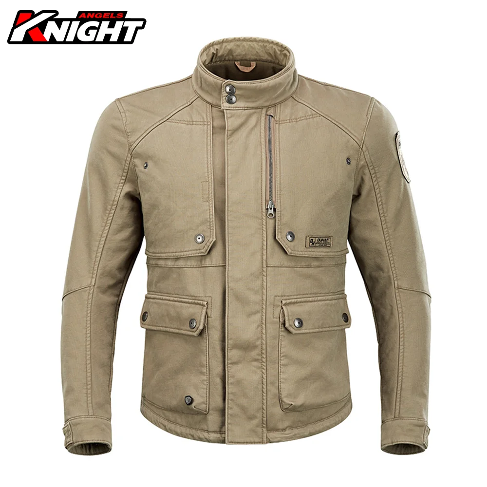

DUHAN Motorcycle Jacket Men Retro Motocross Racing Jacket Reflective Windproof Moto Jacket Clothing Protection Wear-resisting