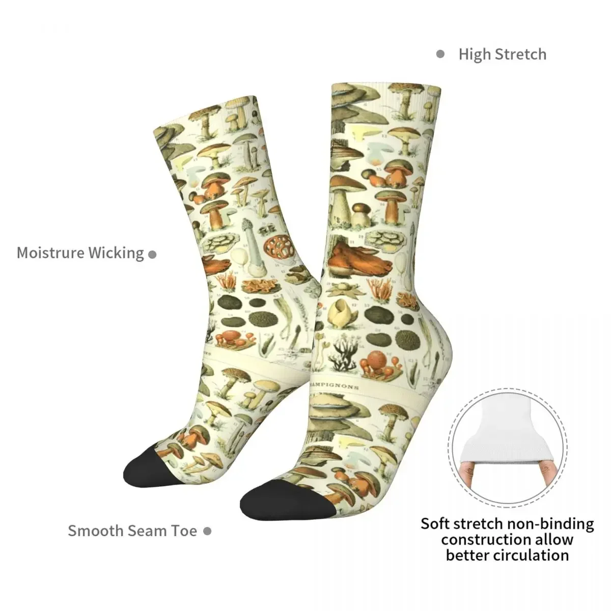 Wild Mushroom Chart Socks Harajuku High Quality Stockings All Season Long Socks Accessories for Unisex Gifts