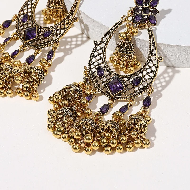 Middle Eastern exotic retro jewellery earrings women  ladies\' earrings for woman tassels long bells birdcage jewelry accessorie