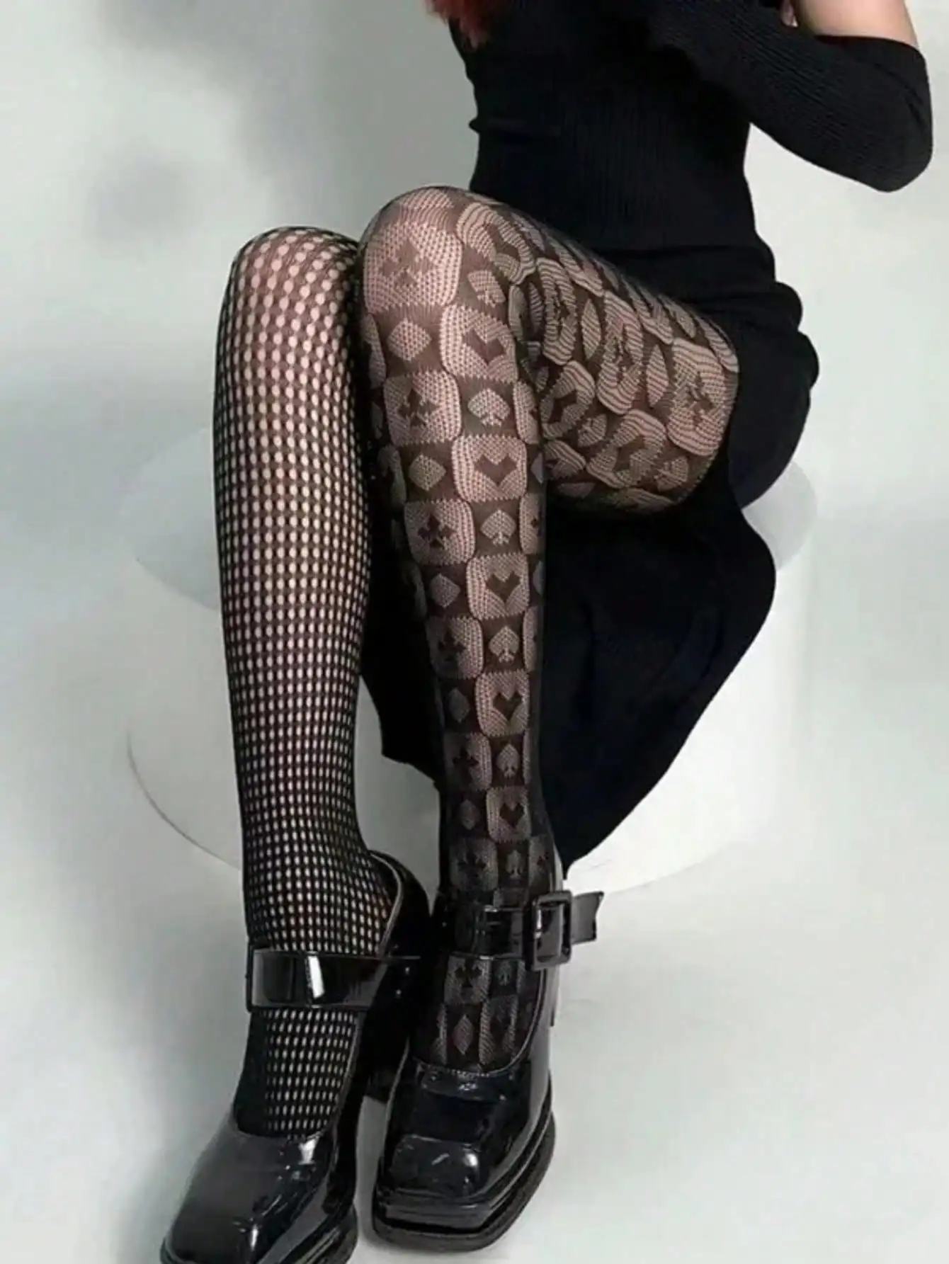 

Women's Halloween Style Heart Pattern Fishnet Tights with Geometric Design for Sexy Party Wear