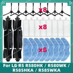 Pezzi di ricambio compatibili per il robot aspirapolvere LG R5 R580HK / R580WK / R585HKA / R585WKA, inclusa la spazzola principale, la spazzola laterale, il panno per la pulizia, il filtro HEPA.