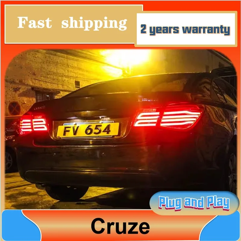 Carro Styling Tail Lamp para Chevrolet Cruze, 2009-2015, Cruze Taillight, DRL traseiro, Fog Brake, invertendo Turn Signal