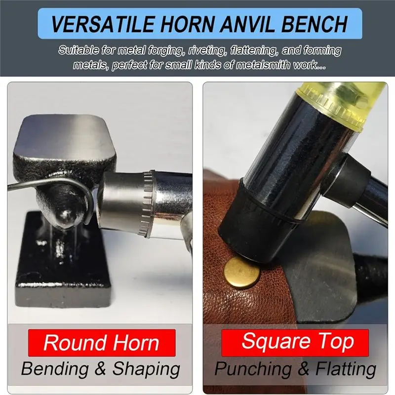 Happy New- Mini Iron Horn Anvil & Hammer Set, 1.15 Lb Forgediron Anvil With Rubber Hammer,For Metal Stamping, Silversmith