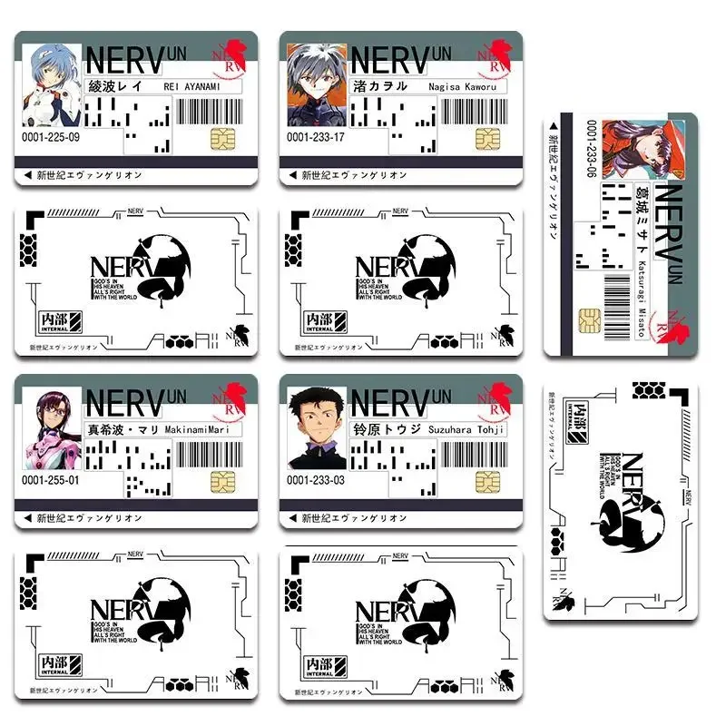 10pcs Evangelion Anime Credit Card Skin Sticker for Credit Card Debit Card Ayanami Rei Akane Waterproof Stickers Big Small Chip