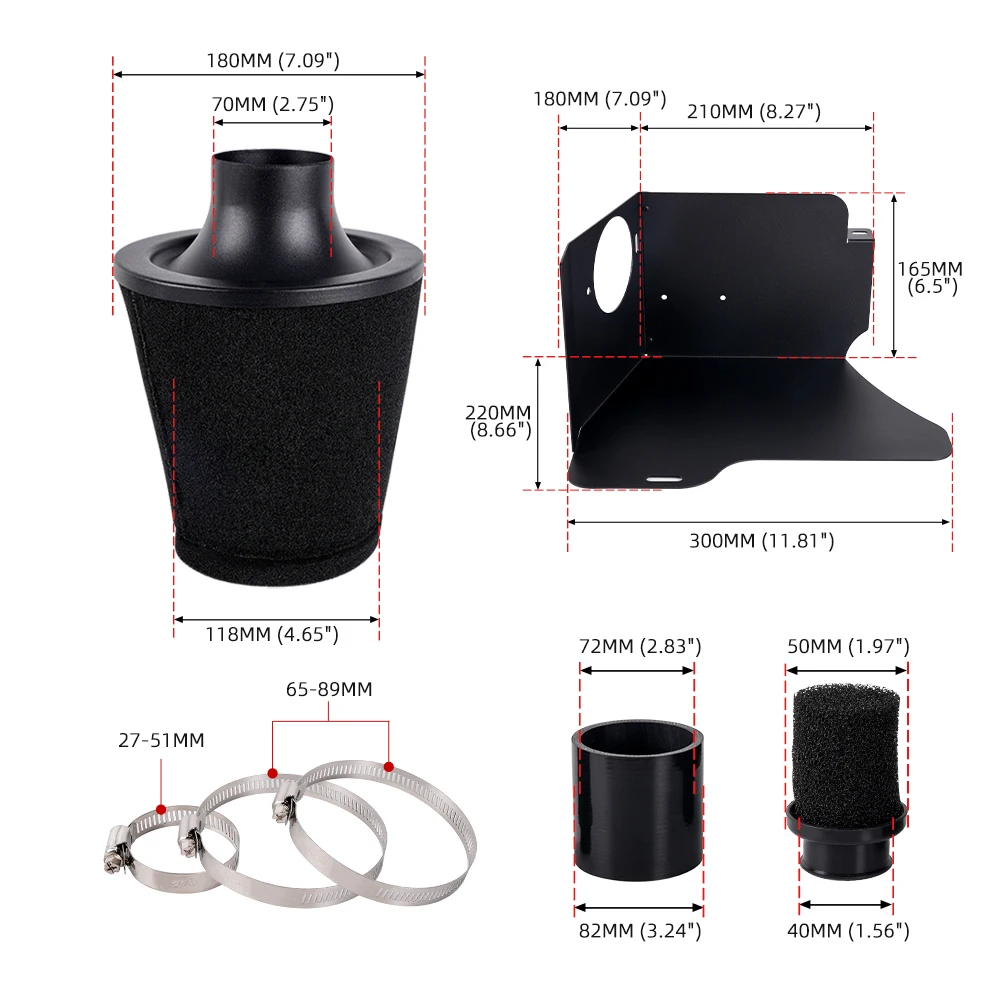 MUGE-Performance Air Induction Intake Kit Filter For VW Golf MK4 GTI Audi A3 1.8T Car Modification Parts OFI140