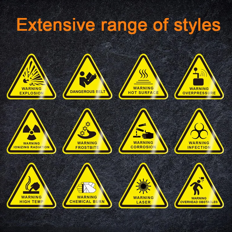 10Pcs 50X50Mm Safety Warning Signs, Workshop Production Safety Warning Signs, Hazard Warning Signs