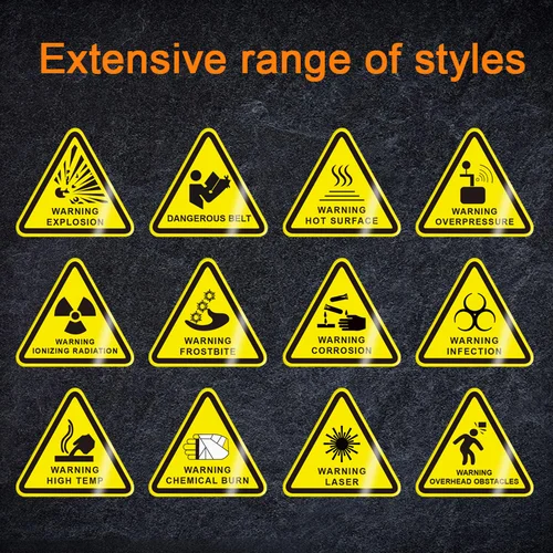Imagen 2 del producto 10 letreros de advertencia de seguridad de 50x50 mm, letreros de advertencia de seguridad para talleres de producción, letreros de advertencia de peligro