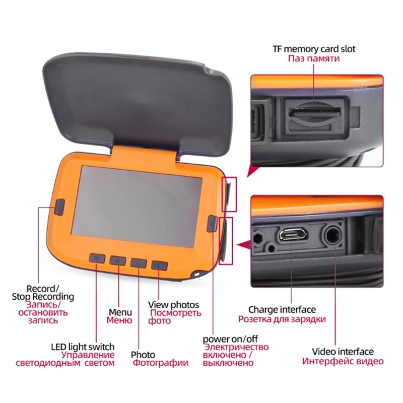 كاميرا فيديو تحت الماء لصيد الأسماك على الجليد 1000TVL صياد السمك 4.3 "شاشة الكريستال السائل 8 قطعة LED للرؤية الليلية إيقاف وظيفة الاتحاد الأوروبي التوصيل