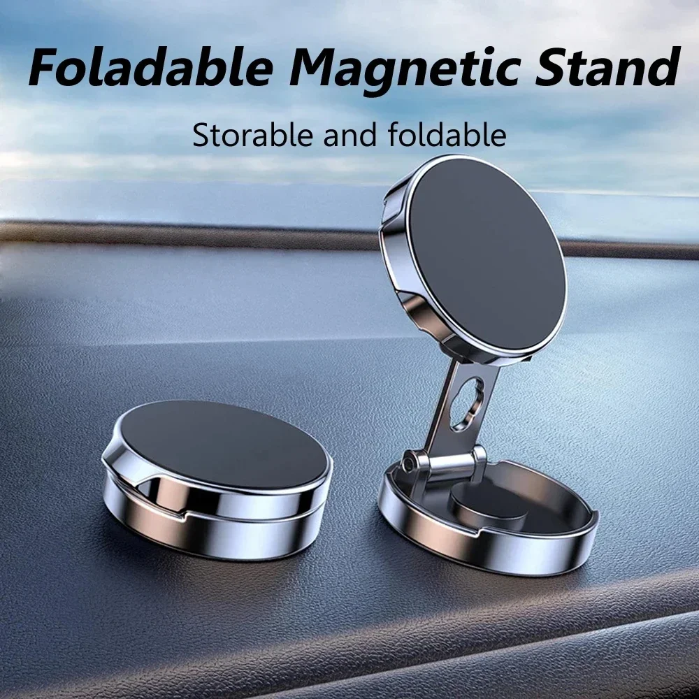 2025 Mobile Phone Stand Strong Magnetic Car Holder 720° Foldable Round Bracket Support for Universal Phones Mount Holders In Car