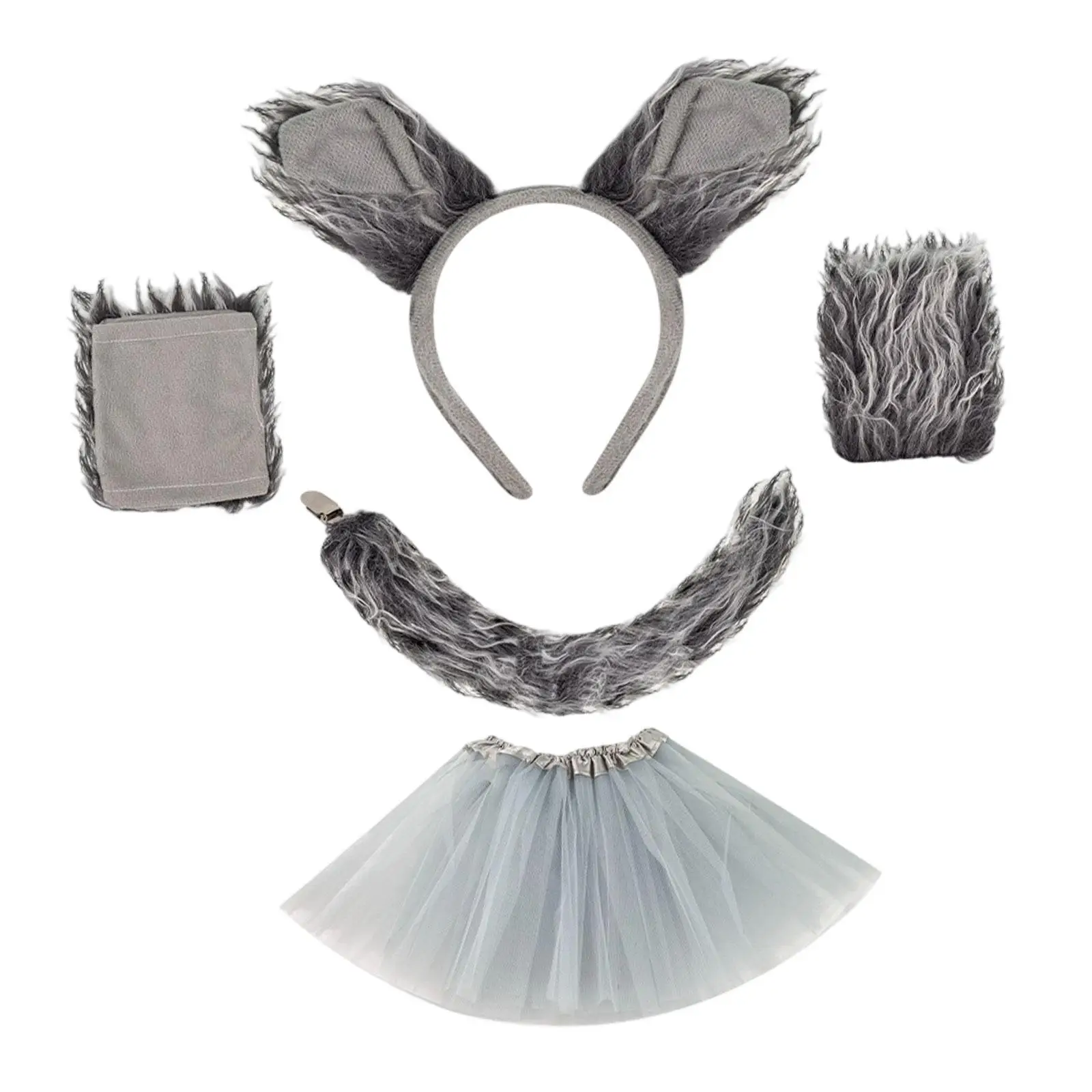 Werewolf Costume Set Accessories Halloween Animal Cosplay for Kids Girls Adults