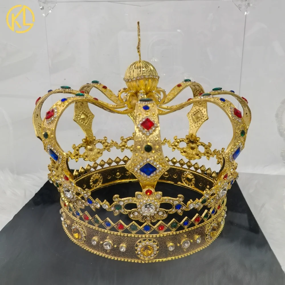 2026 New Gold Color Crown 26cm Metal Craft With Box Collection Gift For Home Decor Ornaments To Collector