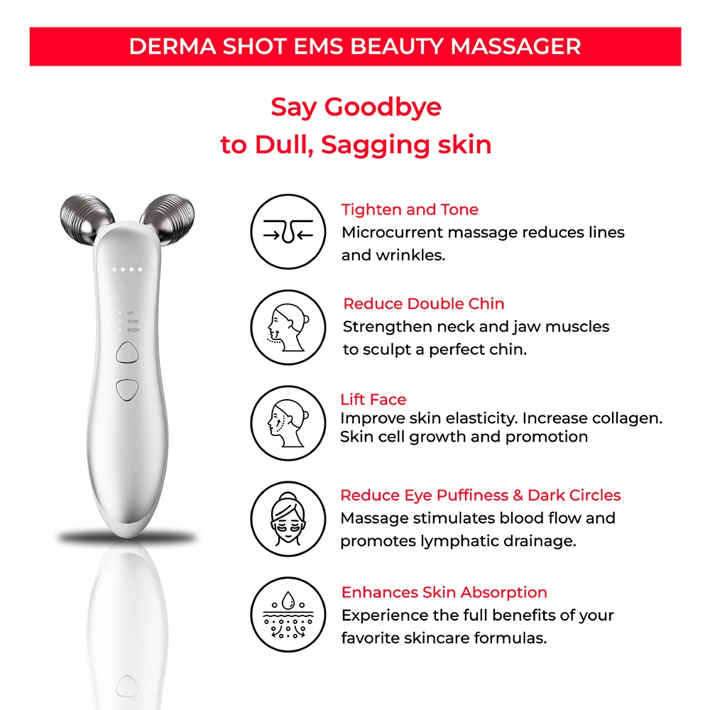 Electric Facial Micro-current Beauty Instrument Face Lift Roller Massager Skin Tighten Thin Double Chin Massage Beauty Device