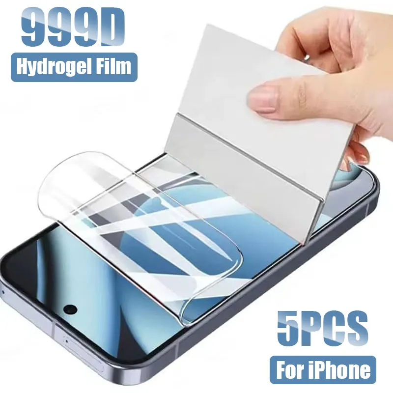 

5PCS Hydrogel Film For iPhone 17 16 15 14 Pro Max Plus 16E Screen Protector For iPhone 13 12 11 Pro Xr Xs Max 7 8 Plus SE 2020