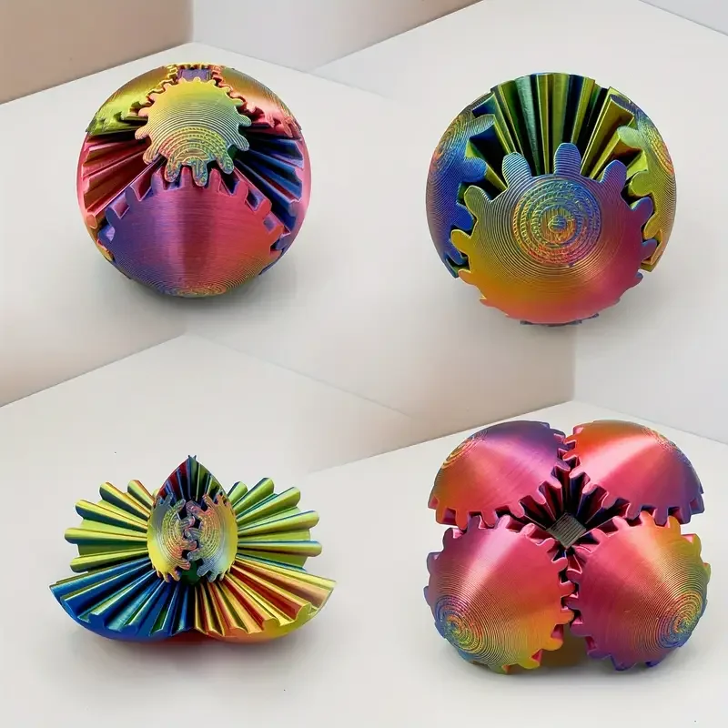 Cubo de bola con engranaje impreso en 3D aleatorio, juguetes antiestrés para niños, juguetes para aliviar el estrés, decoración de mesa, juguetes relajantes antiestrés para adultos