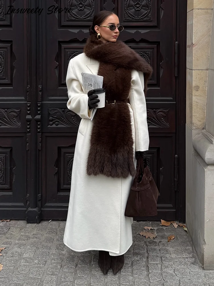 

Модный женский шарф из искусственного меха с бахромой, толстая теплая длинная плюшевая меховая шаль, весна 2026, новый женский роскошный элегантный шейный платок ﻿