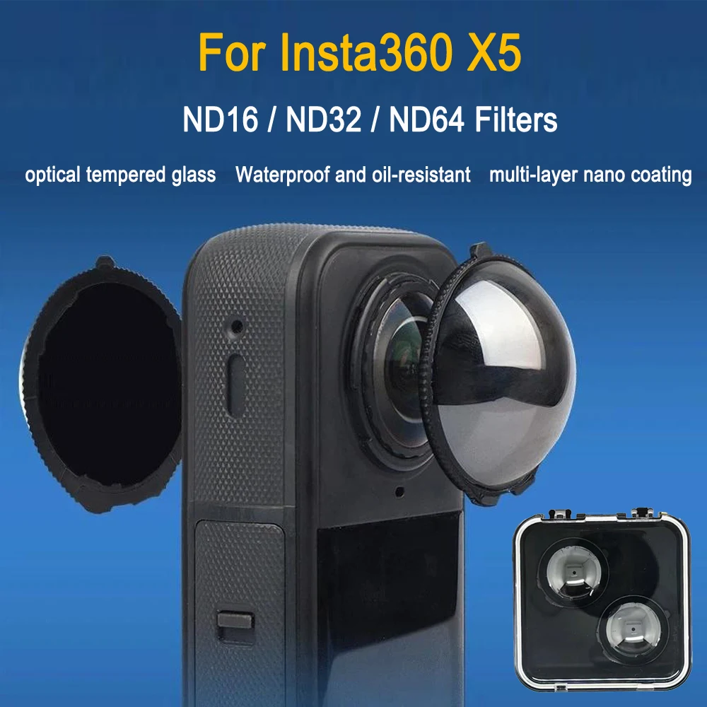 

1 пара фильтров ND для панорамной экшн-камеры Insta360 X5, фильтры нейтральной плотности ND16, ND32, ND64, защитные стеклянные фильтры