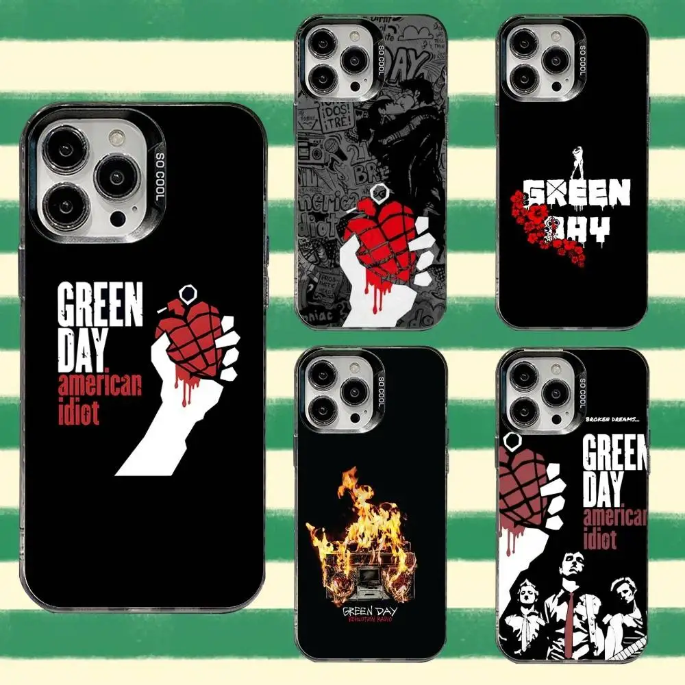 

Band G-Green D-Day Billie Joe Phone Case For iPhone 16,15,14,13,12,11,8,7,Pro,Max,Plus,Mini,XS,SE Anti Fall Black Matte Hard