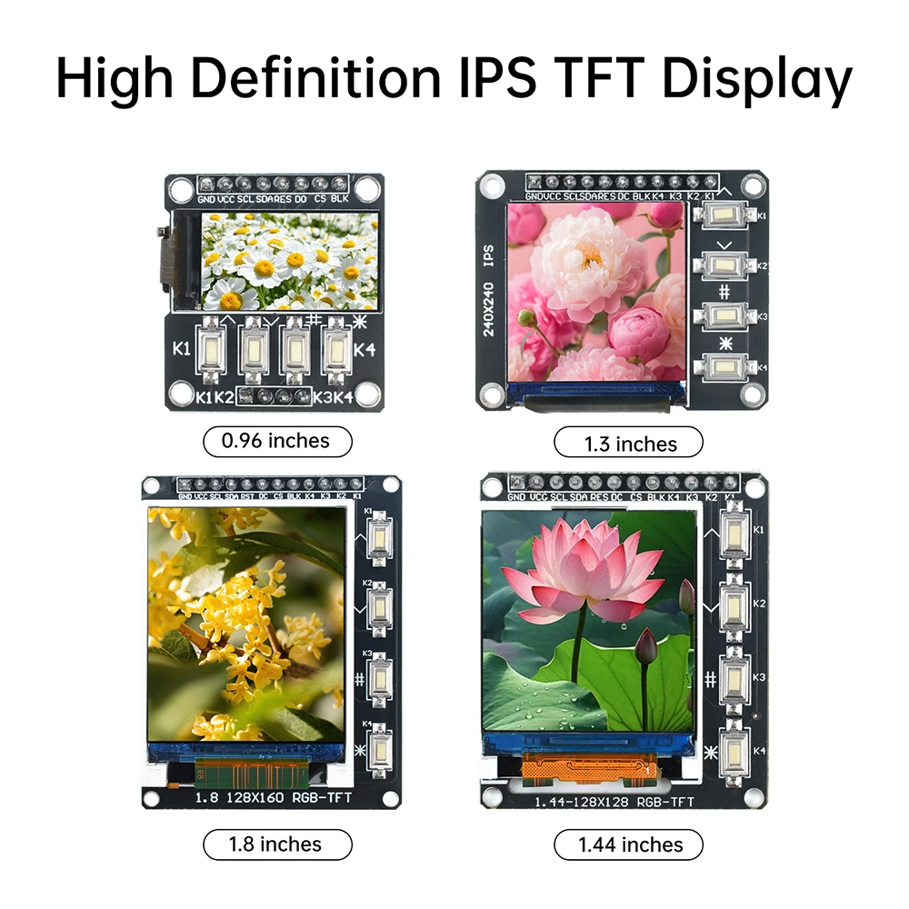 

0.96/1.3/1.44/1.8 inch Full Color TFT Display Module HD LCD Screen 240x240 128x128 128x160 80x160 ST7735 ST7789 For Arduino