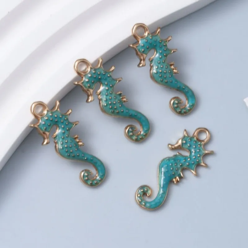 10pcs New Hippocampus Japonicus Enamel Charms Lovely Ocean Animal Pendants For Making DIY Handmade Findings Accessories Necklace